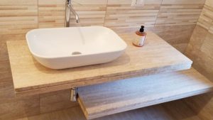 Top bagno in travertino